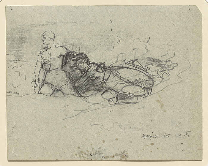 Standing Man Looking Away from Two Drowning Figures (Study for Undertow) Slider Image 1